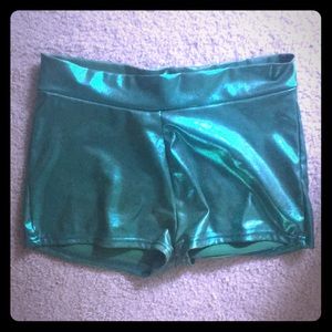 Metallic green booty shorts!
